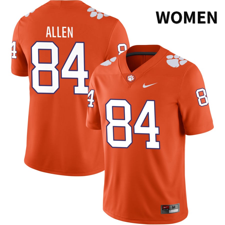 Women's Clemson Tigers Davis Allen #84 College Orange NIL 2022 NCAA Authentic Jersey Sport UNZ41N7Z